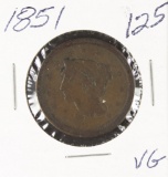 1851- BRAIDED HAIR LARGE CENT - VG