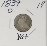 1839-O SEATED LIBERTY DIME - VG+