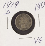 LOT OF 2 1919-D VG & 1924 VG MERCURY DIMES