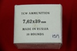 1 Box of 20, TCW 7.62 x 39 MM Russia