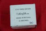 1 Box of 20, TCW 7.62 x 39 MM Russia