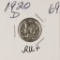 1920-D MERCURY DIME - AU+