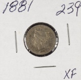 1881 - NICKEL THREE CENT PIECE - XF