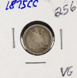 1875-CC SEATED LIBERTY DIME - VG