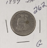 1857 - SEATED LIBERTY QUARTER - G