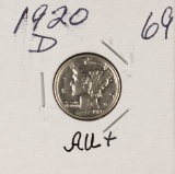 1920-D MERCURY DIME - AU+