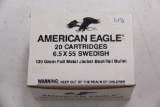 1 Box of 20, American Eagle 6.5x55 Swedish