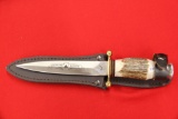 Black Jack Dagger Sheath Knife with Stag Handles