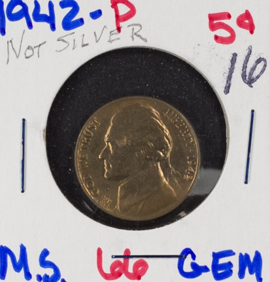 Lot of 2, 1942 UNC, 1962 Proof Jefferson Nickels