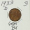 1933-D LINCOLN CENT - CH BU