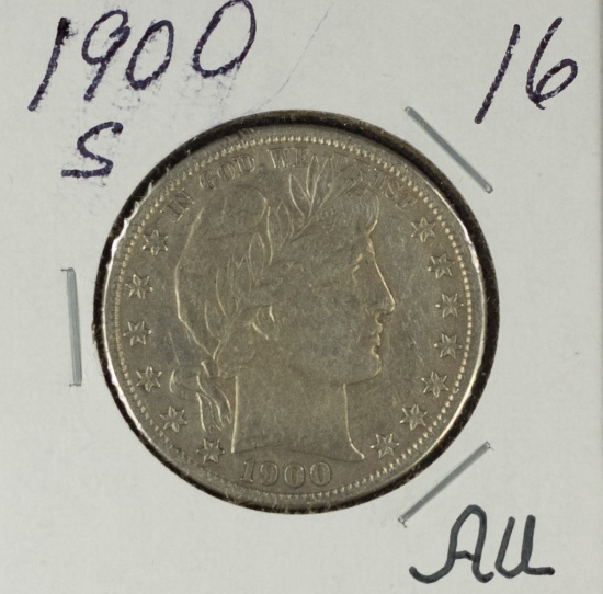 1900-S BARBER HALF DOLLAR - AU