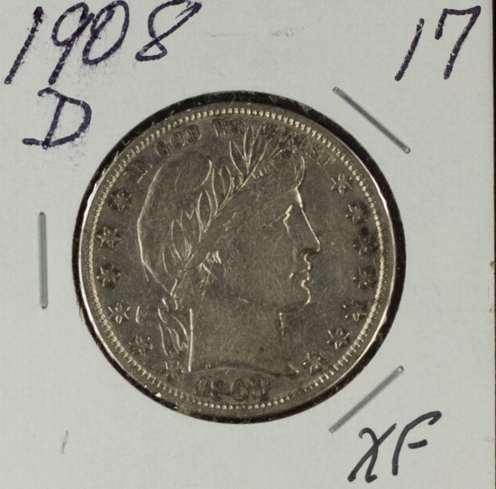 1908- D BARBER HALF DOLLAR - XF