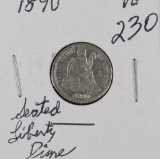 1890 - SEATED LIBERTY DIME- VG