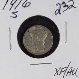 1916-S MERCURY DIME - XF/AU