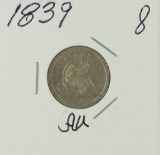 1839 LIBERTY SEATED DIME - AU