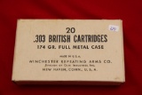 1Box of 20, Winchester 303 British 174 gr FMC