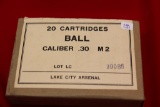 1 Box of 20, Lake City 30 Caliber