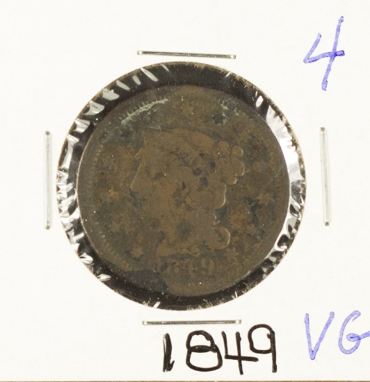 1849 - BRAIDED HAIR LARGE CENT - VG