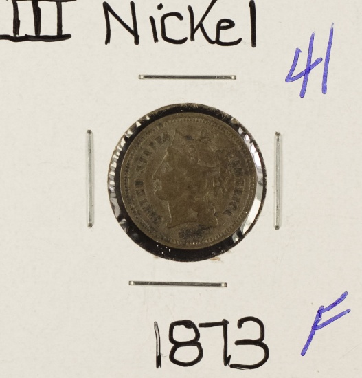 1873 - NICKEL THREE CENT PIECE - F