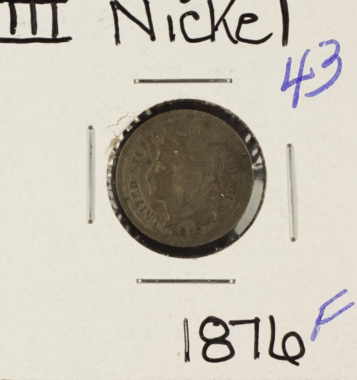 1876 - NICKEL THREE CENT PIECE - F