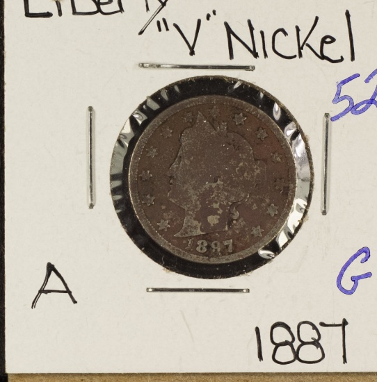 1887 - LIBERTY "V" NICKEL - G
