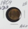 1909 VDB LINCOLN CENT - AU+