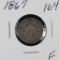 1867 - SHIELD NICKEL -F