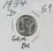 1934-D MERCURY DIME - UNC