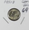 1951-D ROOSEVELT DIME - GEM BU