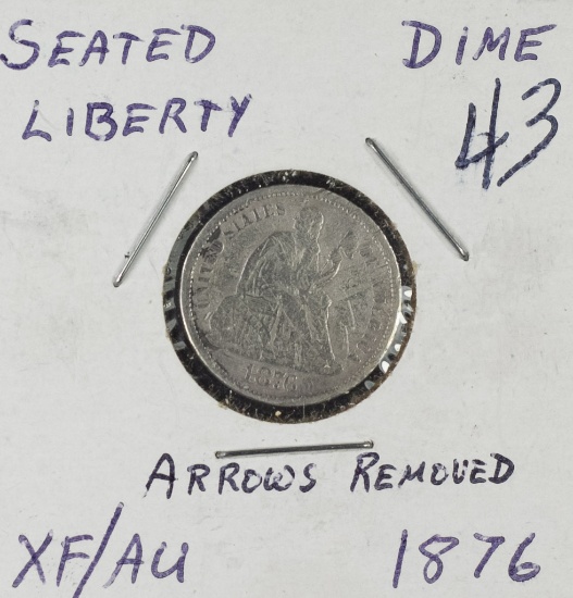 1876 LIBERTY SEATED DIME - XF