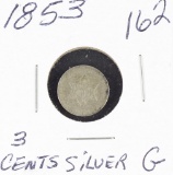 1853 - SILVER THREE CENT PIECE