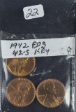 1942-P-D-S LINCOLN CENTS