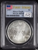 2007 PCGS MS69 FIRST STRIKES, SILVER EAGLE