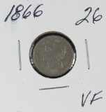 1866 - NICKEL THREE CENT PIECE - VF