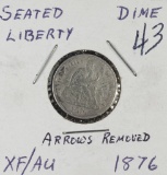 1876 LIBERTY SEATED DIME - XF