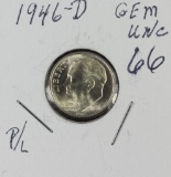 1946-D ROOSEVELT DIME - GEM BU