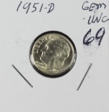 1951-D ROOSEVELT DIME - GEM BU