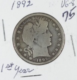 1892 - BARBER HALF DOLLAR - VG