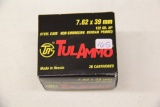 1 Box of 20, Tul Ammo 7.62 x 39 122 gr HP