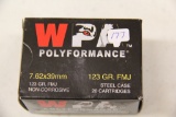 1 Box of 20, WPA Polyformance 7.62 x 39 MM