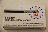 1 Box of 20, Winchester 5.56 mm 55 gr FMJ