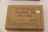 1 Box of 20, Lake City Army 20 Ball M2