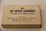 1 Box of 20, Winchester 303 British 174 gr FMC