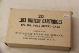 1 Box of 20, Winchester 303 British 174 gr FMC