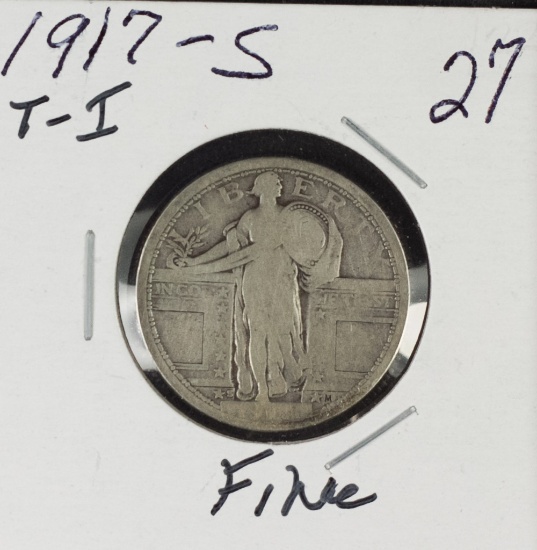 1917-S TYPE I STANDING LIBERTY QUARTER - F