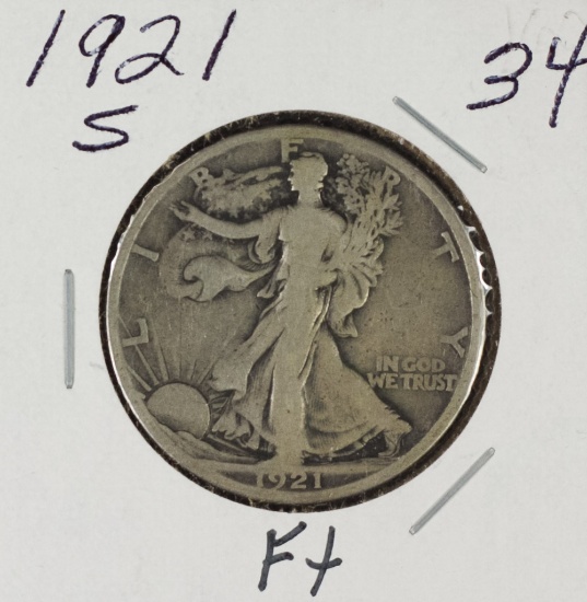 1921-S LIBERTY WALKING HALF DOLLAR - F+