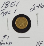 1851 TYPE 1 ONE DOLLAR GOLD PIECE - XF