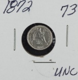 1872 - LIBERTY SEATED HALF DIME - UNC