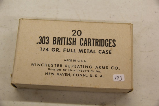 1 Box of 20, Winchester, 303 British 174 gr FMC