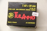 1 Box of 20, Tul Ammo 7.62 x 39 mm 122 gr HP